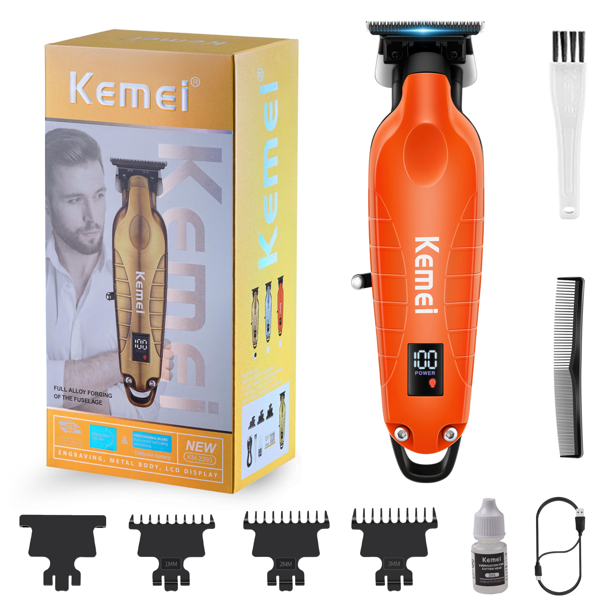 Amazon.com: KEMEI 2293 Zero Gapped Hair Trimmer for Men, Cordless