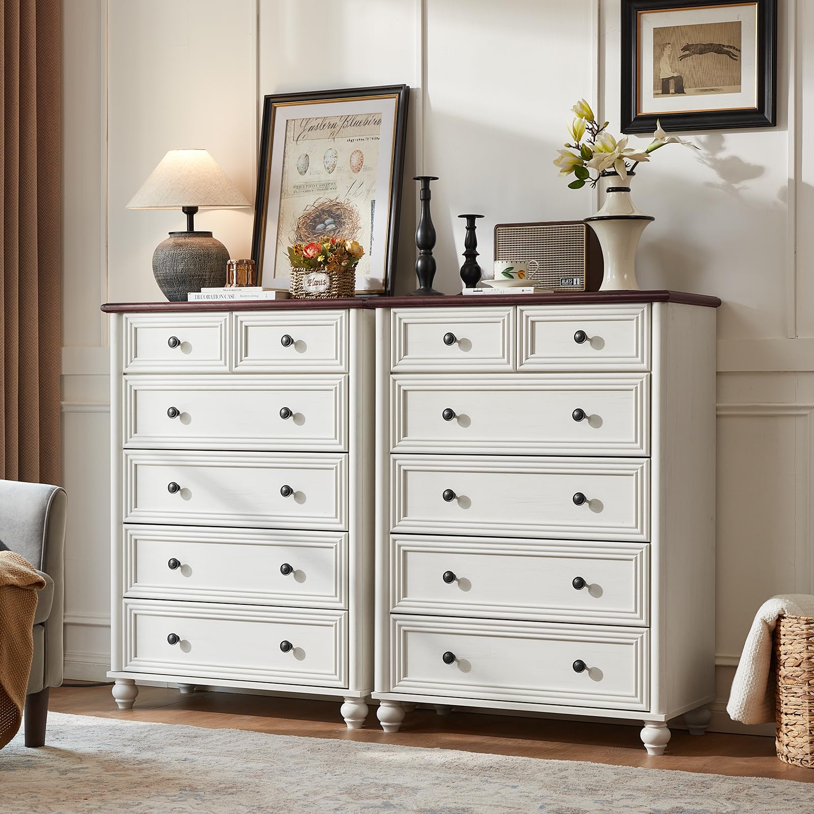 RWYHG Farmhouse 6 Drawer Dresser Set of 2