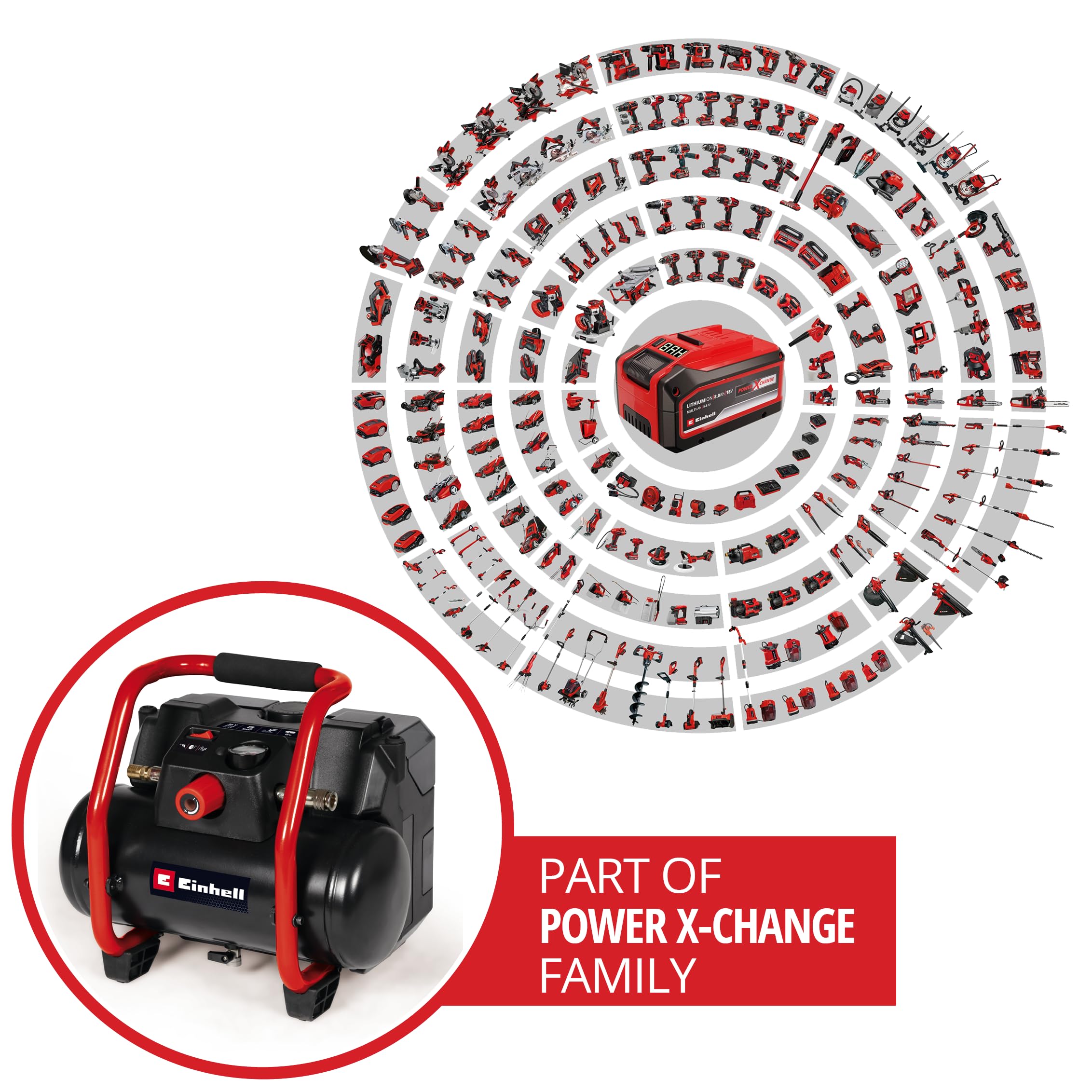 Einhell TE-AC 36/150 Li OF-Solo Compressore a Batteria 36 V 8 bar Serbatoio 6 l Aspirazione 150 l/min Senza Olio