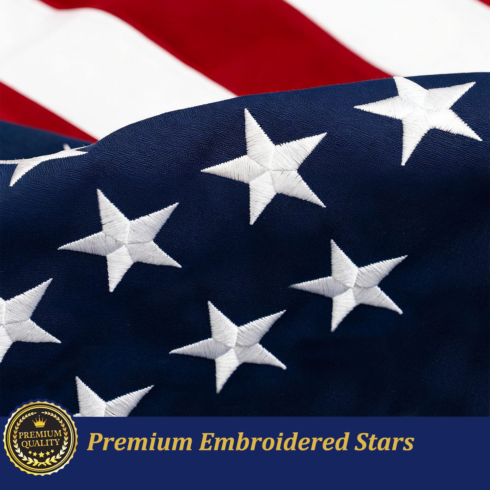 TOPFLAGS Bandera americana de Estados Unidos bordada de 10 x 15 cm al aire libre, banderas Patriot USA con un peso seguro duradero con ojales de latón