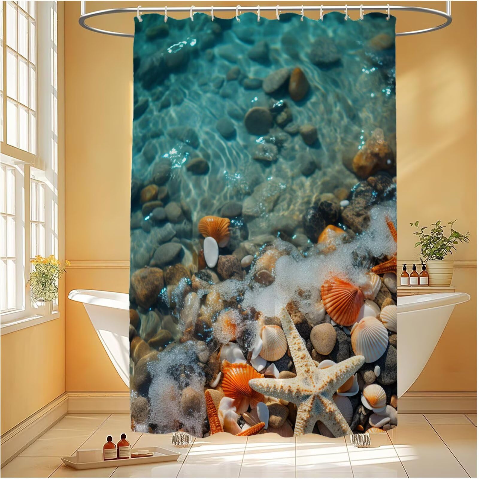 Rideau de douche été en tissu imperméable pour une salle de bain fraîche