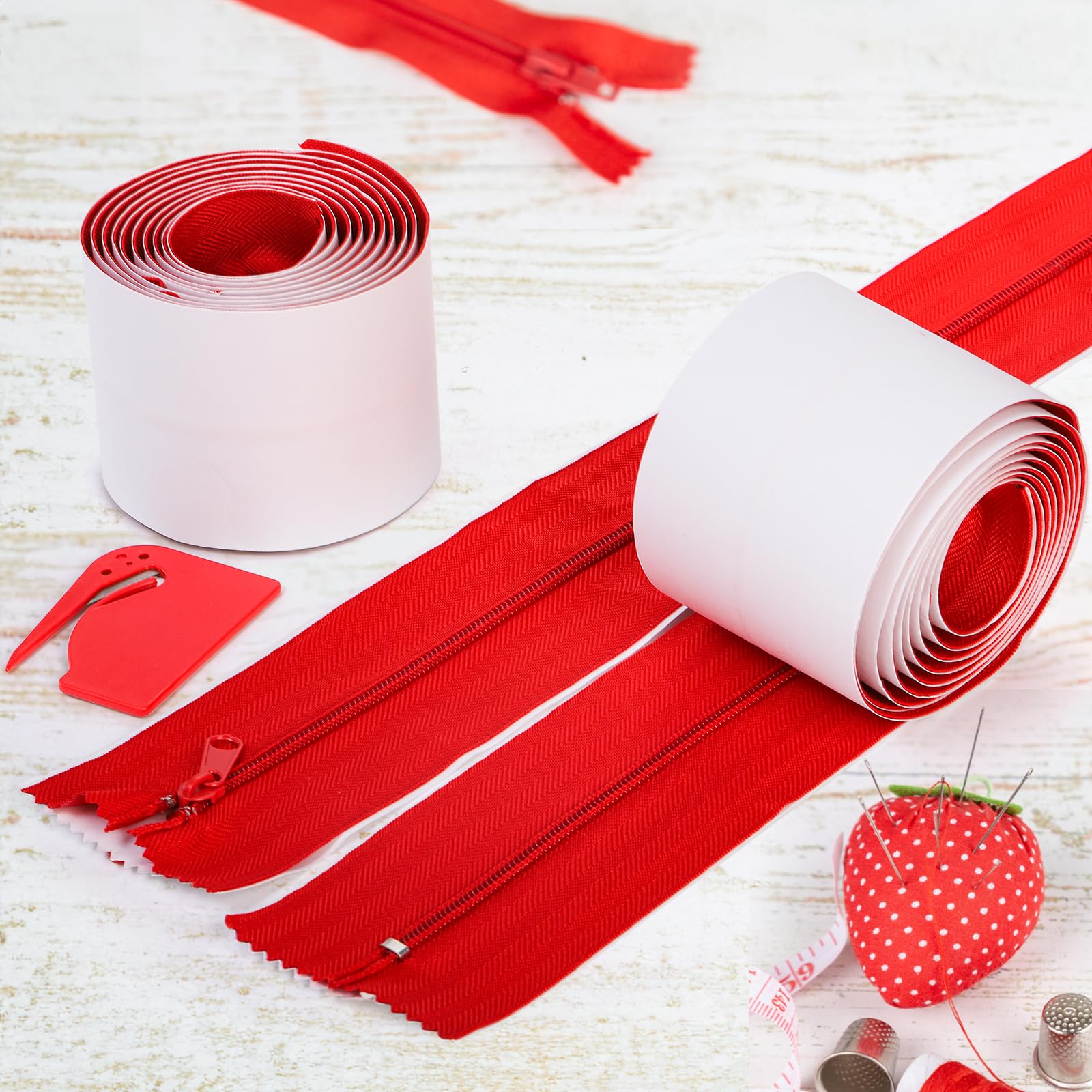 Acshio Paquete de 4 cremalleras protectoras contra el polvo, cremallera de doble cara resistente de 7 pies de largo con cortador de láminas de plástico, cierre hermético autoadhesivo instantáneo para