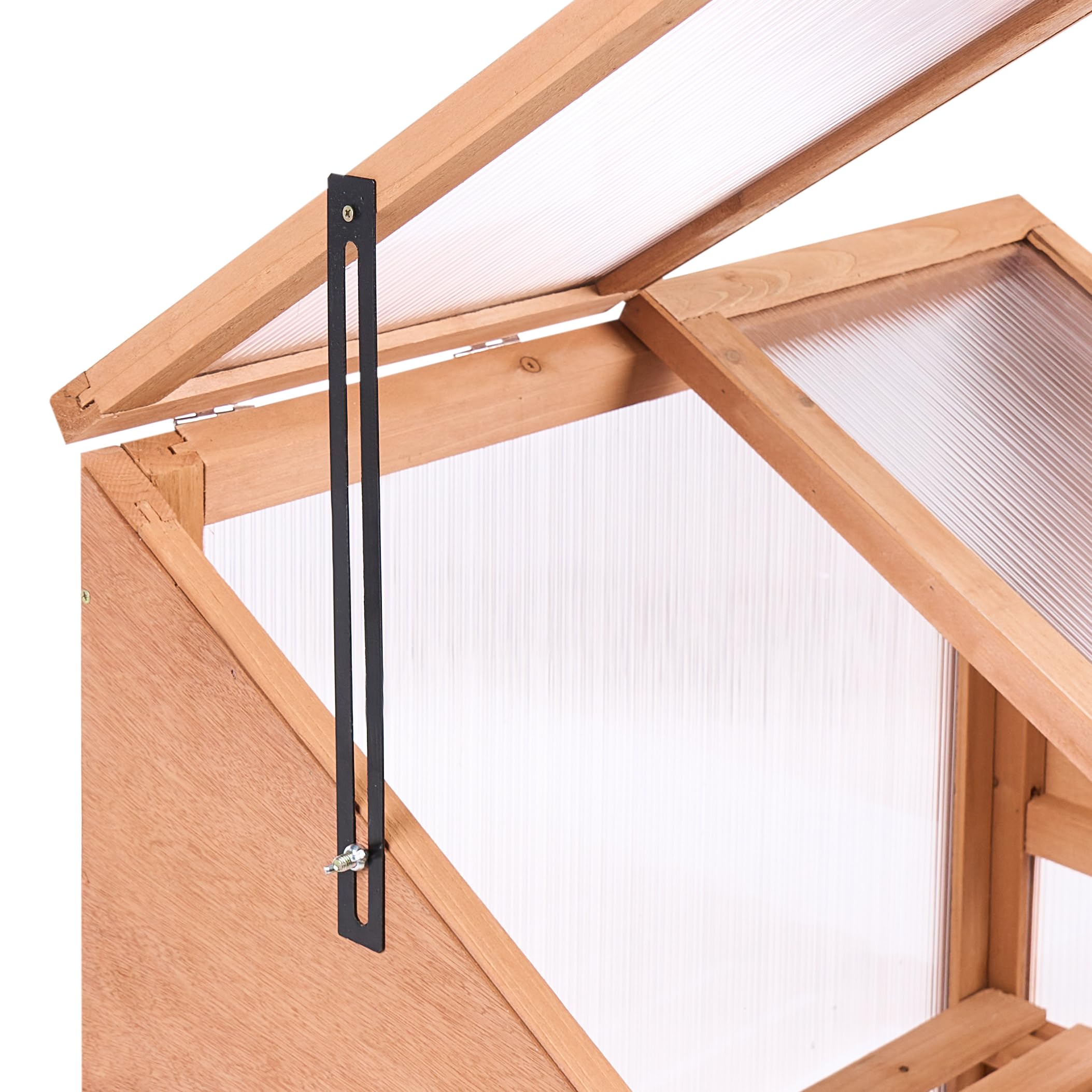 Serre de Balcon en Bois à 3 Niveaux avec Double Porte et Panneau Transparent Meuble de Jardin Marron Clair Volvera
