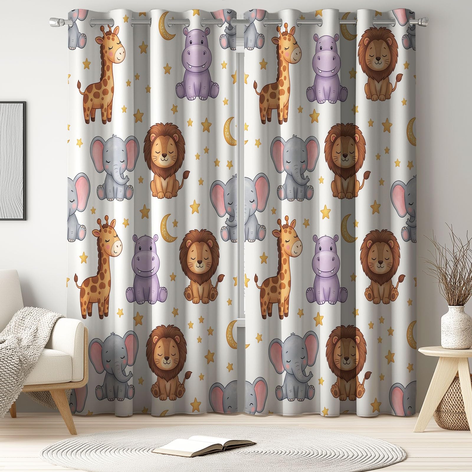 Dessin Animé Rideaux Thermiques à Œillets pour Chambre Enfant Salon