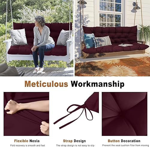Miniatura 164 de Cojín de repuesto para columpio de 2-3 asientos, cojines de banco para exteriores con respaldo grueso de 4 pulgadas, muebles de patio, jardín, Flor