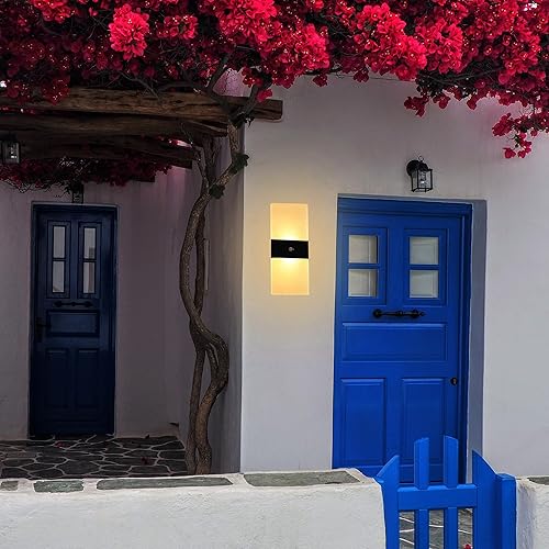 Miniatura 3 de FelRelWel Apliques de pared con control de sensor, 2 lámparas de pared LED acrílicas para sala de estar, pasillo, patio, jardín, batería USB