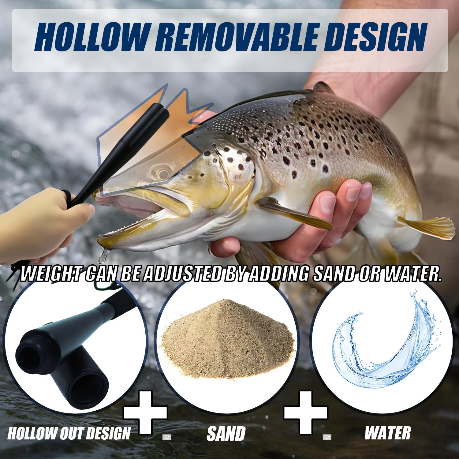 Pesca Accessori Set 3PCS Ammazza Pesci in Alluminio Bastone per Pescare Mazza da Pesca in Alluminio Slamatore Pesca Fishing Tool Set