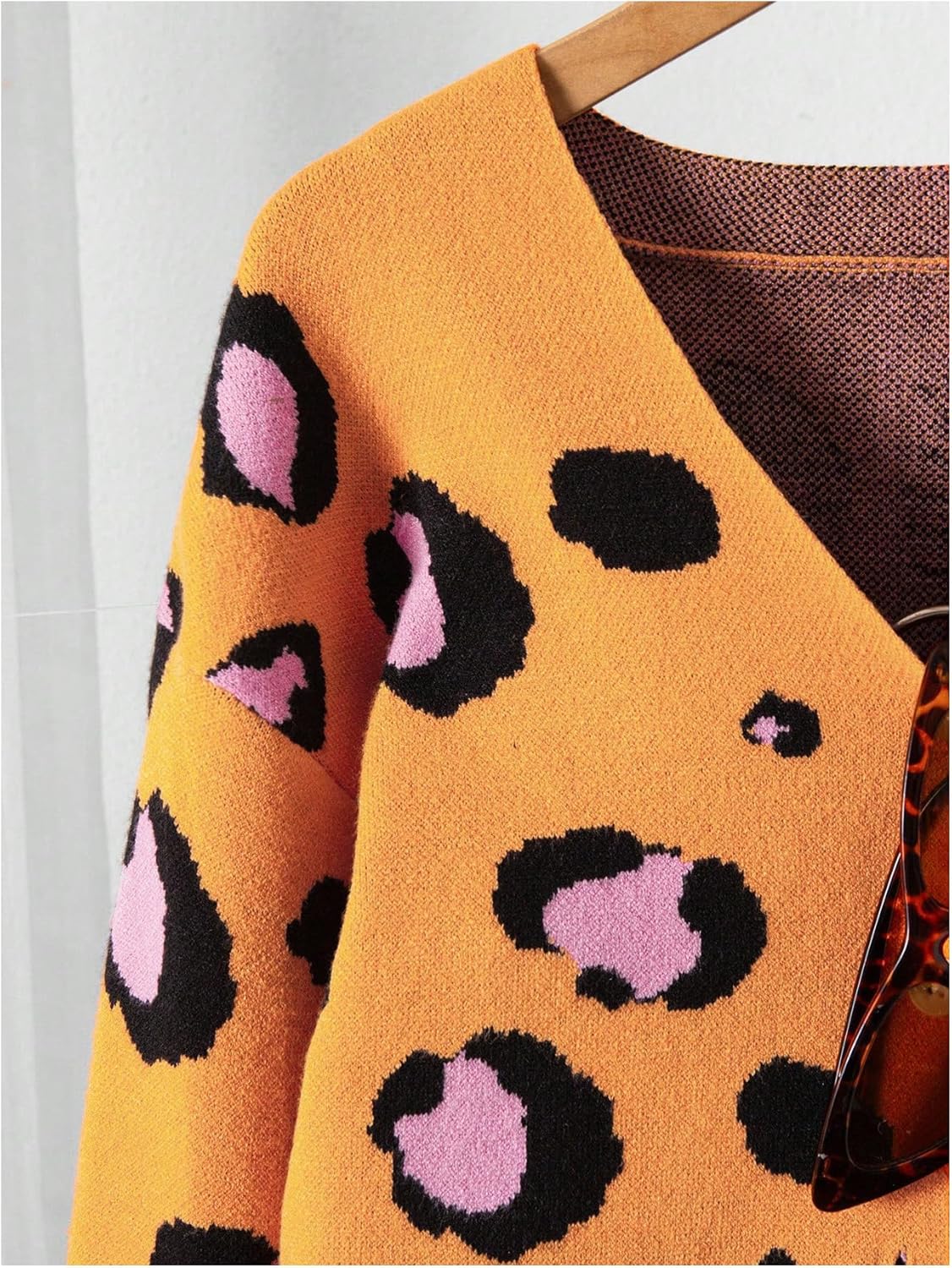 MakeMeChic Girl's Cheetah Print Cardigan Button Down Long Sleeve Cute Sweater Outerwear