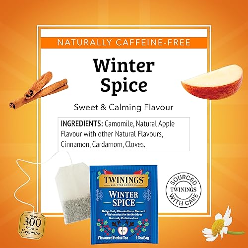 Miniatura 4 de Twinings Winter Spice - Té herbal de manzanilla, manzana, canela y clavo de olor, sin cafeína bolsas de té individuales, disfruta helado o caliente,