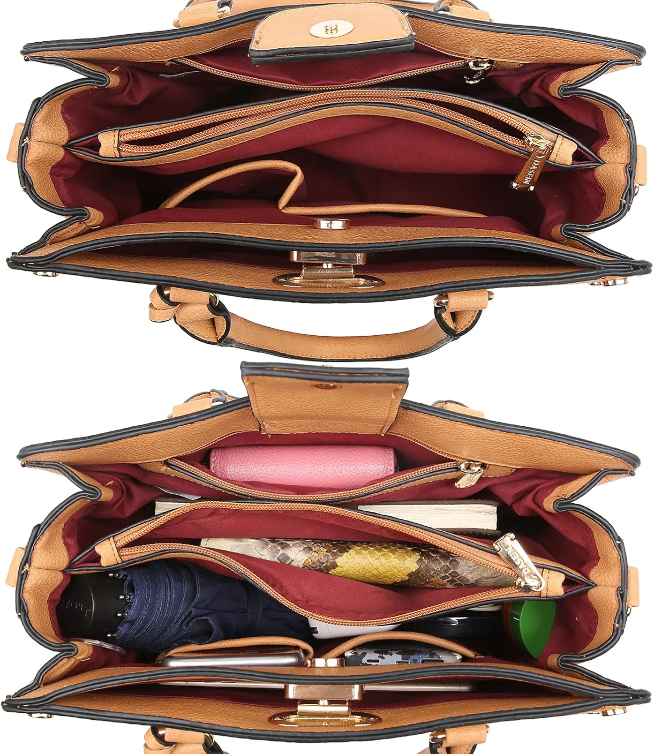 Dasein Women Medium Satchel Handbag Work Tote Shoulder Bag Top Handle Purse with Matching Clutch 2pcs Set - Image 5