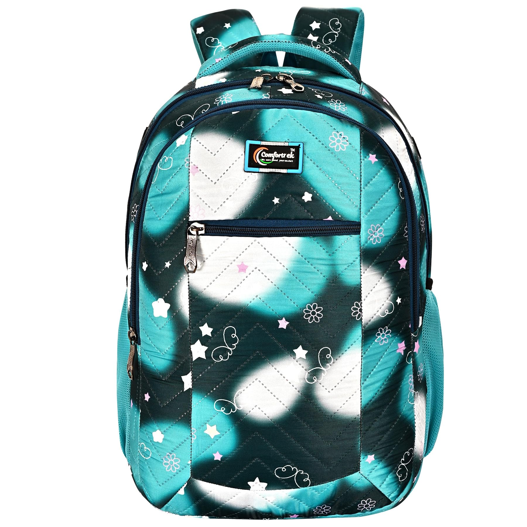 37 Litre School Backpack, Water-Resistant, 19 Inch, Large Multipurpose Travel Bag, Blue Black Pink Star Pattern, for Boys & Girls, Men & Women, College School Office-image-44