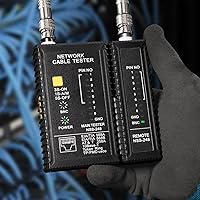 Vista 6 de Probador de cable de red coaxial y RJ45 de doble función con 2 adaptadores BNC macho a F hembra, comprobador de continuidad CAT5/CAT6/coaxial