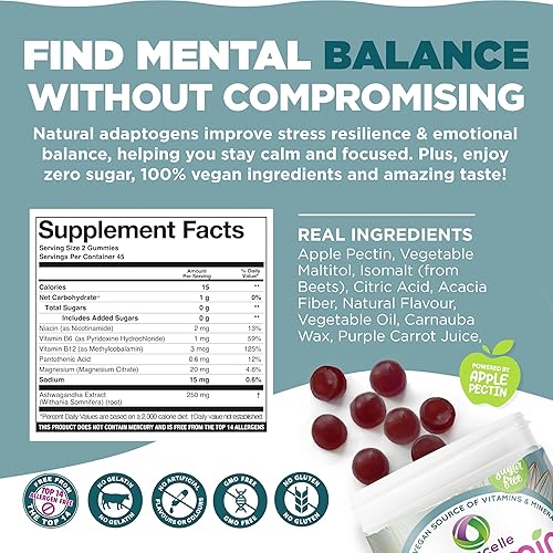 Miniatura 3 de NUTRAMIN Gomitas multivitamínicas para aumentar el estado de ánimo, deliciosas y deliciosas gomitas de magnesio Ashwagandha anti estrés + vitaminas