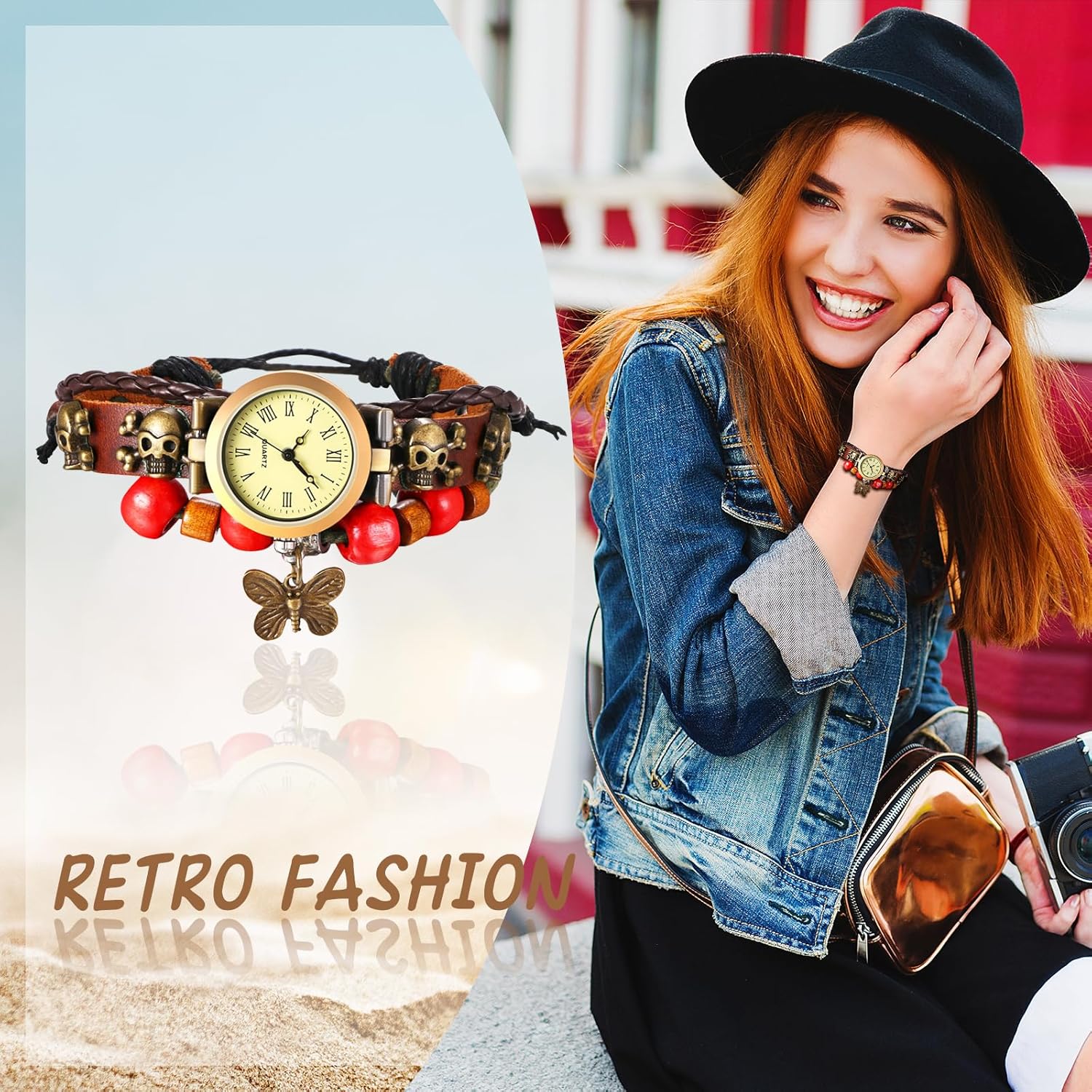 JewelryWe Women Weave Wrap Watch - Fashion Leather Wristwatch Classic Bohemia Quartz Bracelet Watches - Image 5