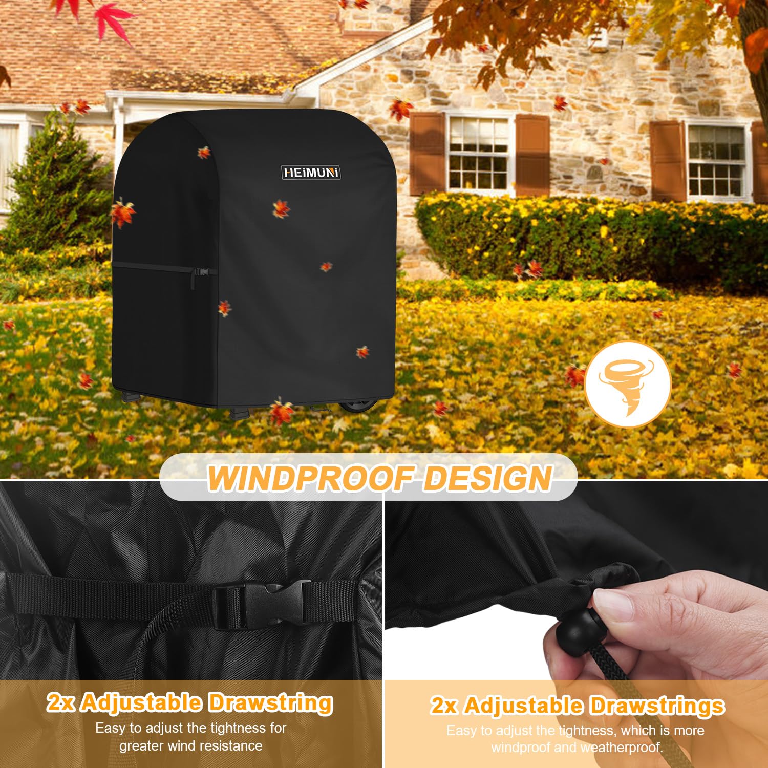 Funda Barbacoa Exterior, Funda para Barbacoa Weber Spirit 210, Funda Parrilla Exterior Impermeable Cubierta de Barbacoa para Weber Spirit E-210 con Caballete Lateral Plegable (90x70x110cm) - 4