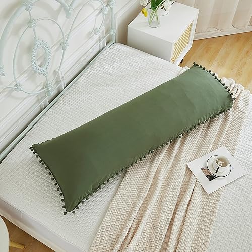 Miniatura 235 de Blue Body Pillow Cover Shabby Chic Long Pillow Case Cover Navy Blue Pom Poms Fringe Body Pillow case with Pocket Closure 20x54 inches(Body,Navy Blue)