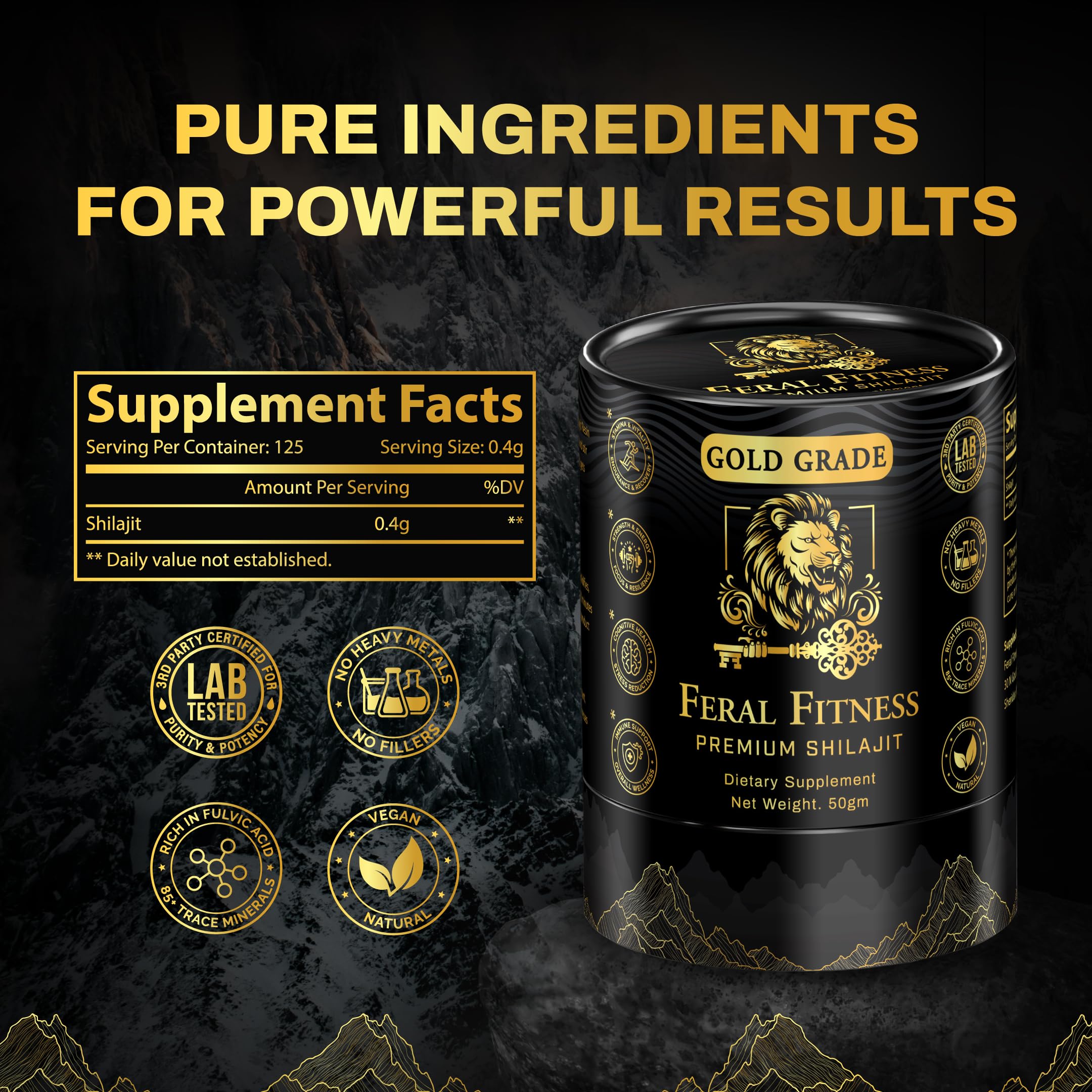 50g | Lab Tested in the USA | 100% Pure Himalayan Shilajit Resin - Gold Grade | 85+ Trace Minerals & Fulvic Acid | Supports Energy, Stamina, Focus & Vitality for Men & Women | Glass Jar (125 Servings) — Amazon image 8