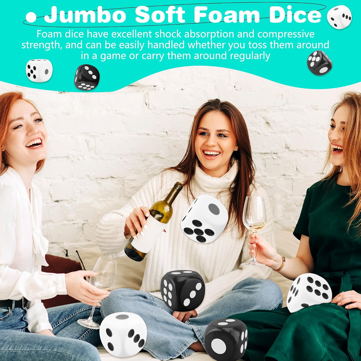 2 Pieces 6 Inches Large Foam Dice Set Giant Foam Dice Soft Dot Dice Toy for Family Educational Toys Parent Child Board Games Nights Casino Themed Party Decoration (Color Set 2)
