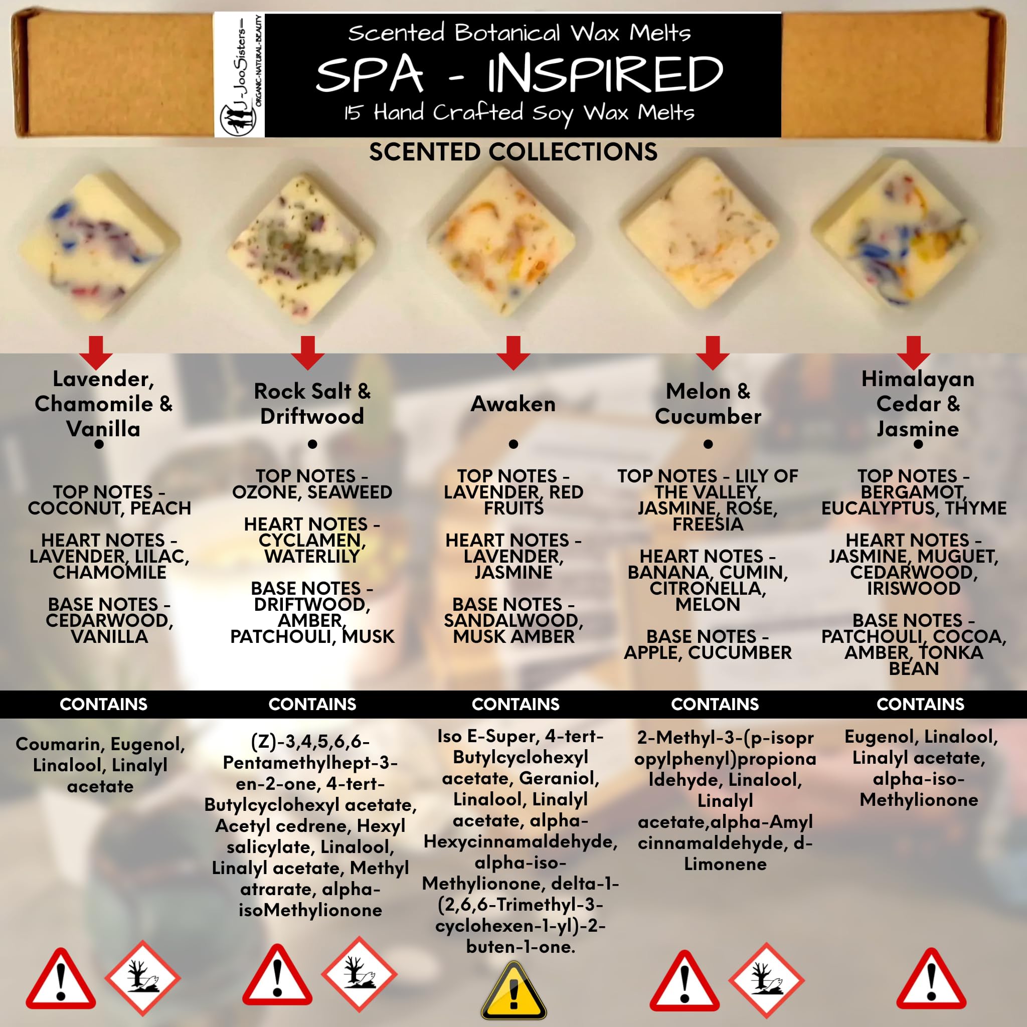 SPA-Inspired Highly Scented Botanical Wax Melts Collections (15 x 13.5g Hand Crafted), Vegan Friendly & Cruelty Free - Image 3