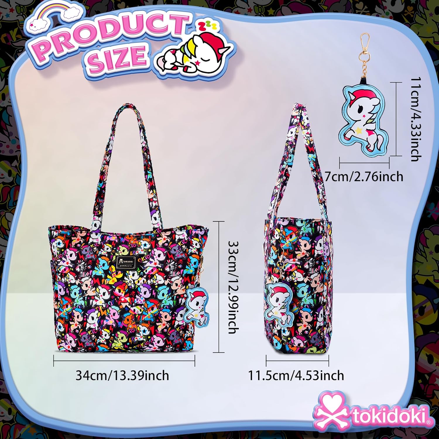 Tokidoki Tote Bag for Women Large Shoulder Bag Capacity Handbag Canvas Tote Purse for College Work Travel - Image 3