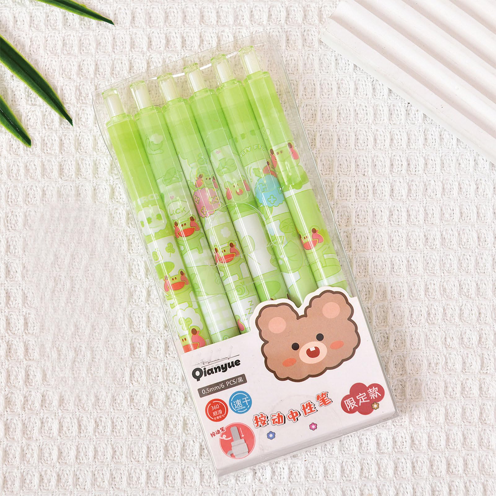 6 Pcs Gel Ink Pens Cute Cartoon Frog Pens 0 5mm Black Ink Retractable Pens Office School Pen — view 2