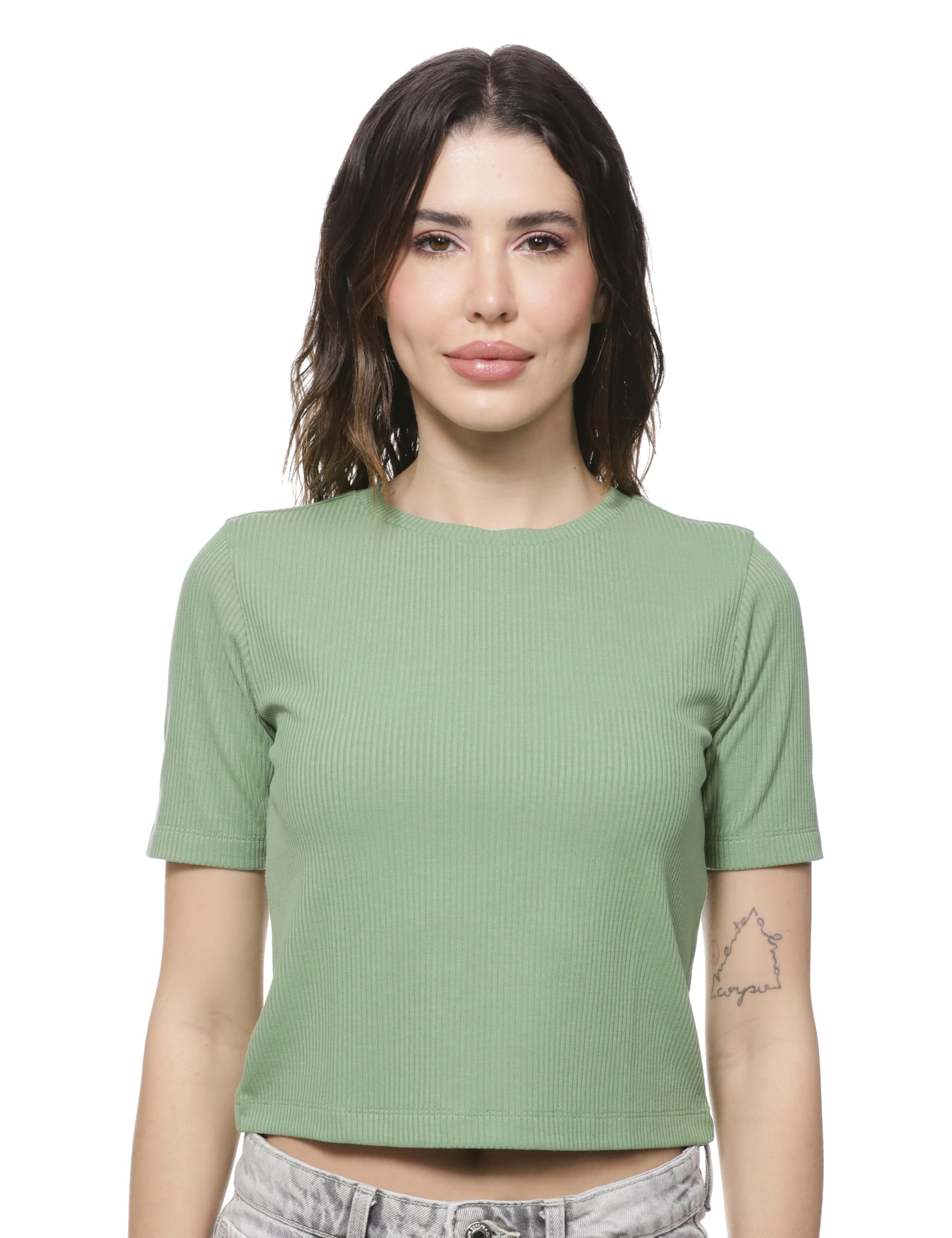 fyltr Women's Ribbed Crop Top – Fitted Top | Half Sleeve | Tops for Women | Women's Westernwear | Soft & Stretchable| Comfortable Fit-picture-40