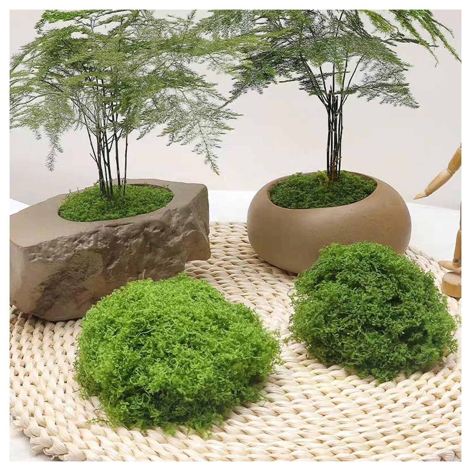 DIWAL Fake Moss for Crafts, Artificial Decorative Light Green and Dark Green Faux Moss DIY Fairy Garden Decor for Indoor Decor(Light green,100g)