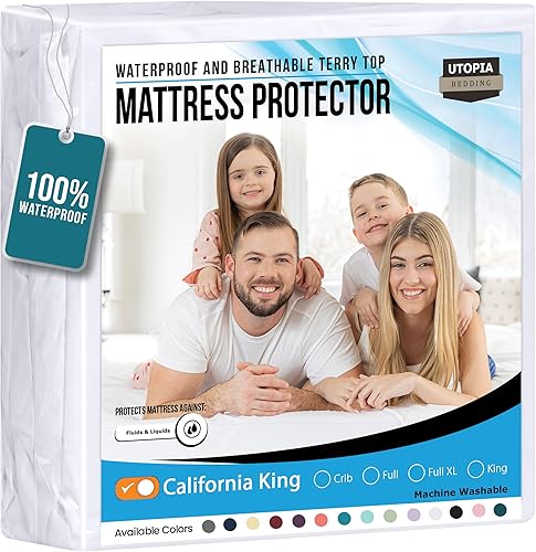 Utopia Bedding  Protector premium de colchón impermeable  Funda de colchón ajustable transpirable.