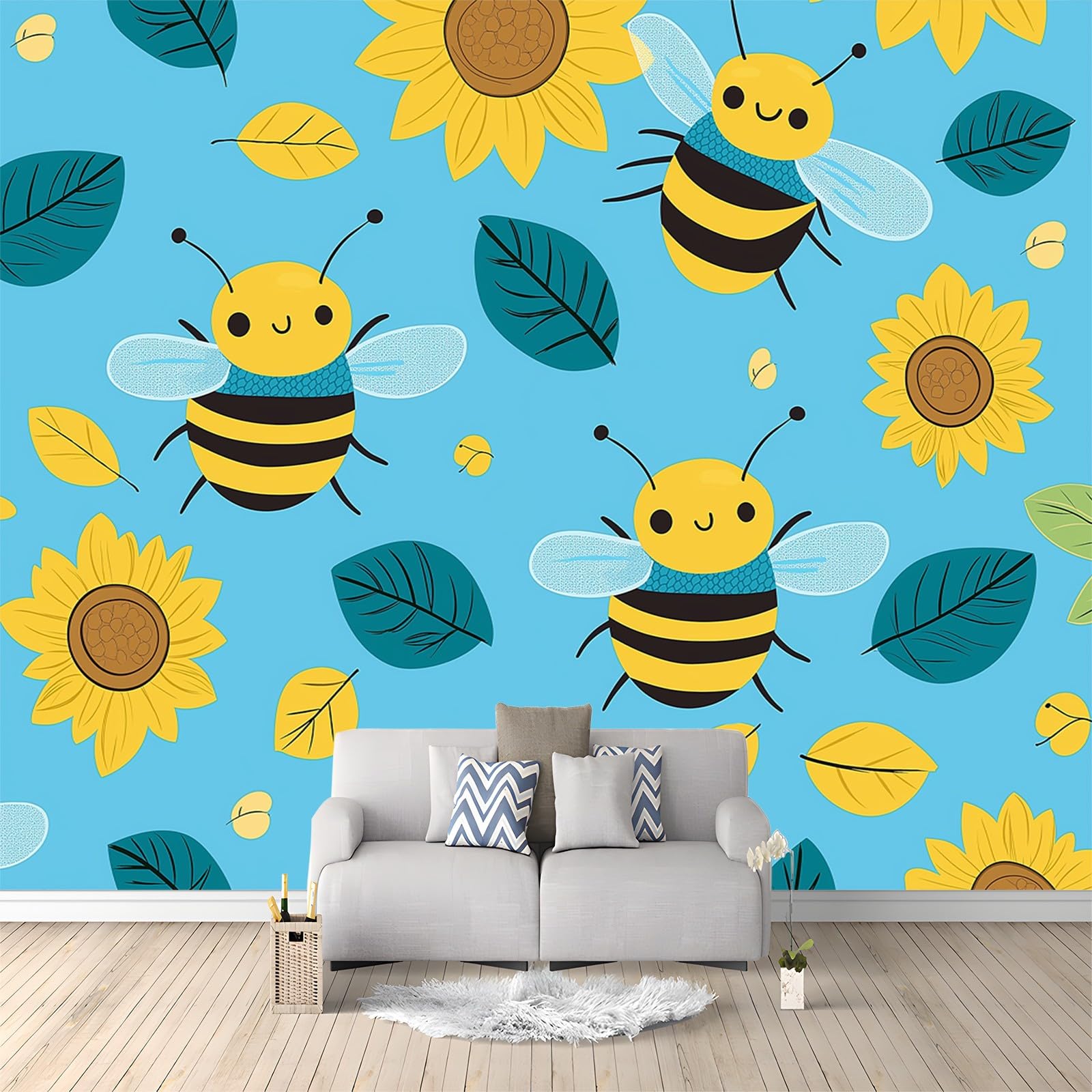 Papier Peint Abeille Tournesol 3D Poster Mural Panoramique Tapisserie Photo Salon 200x140
