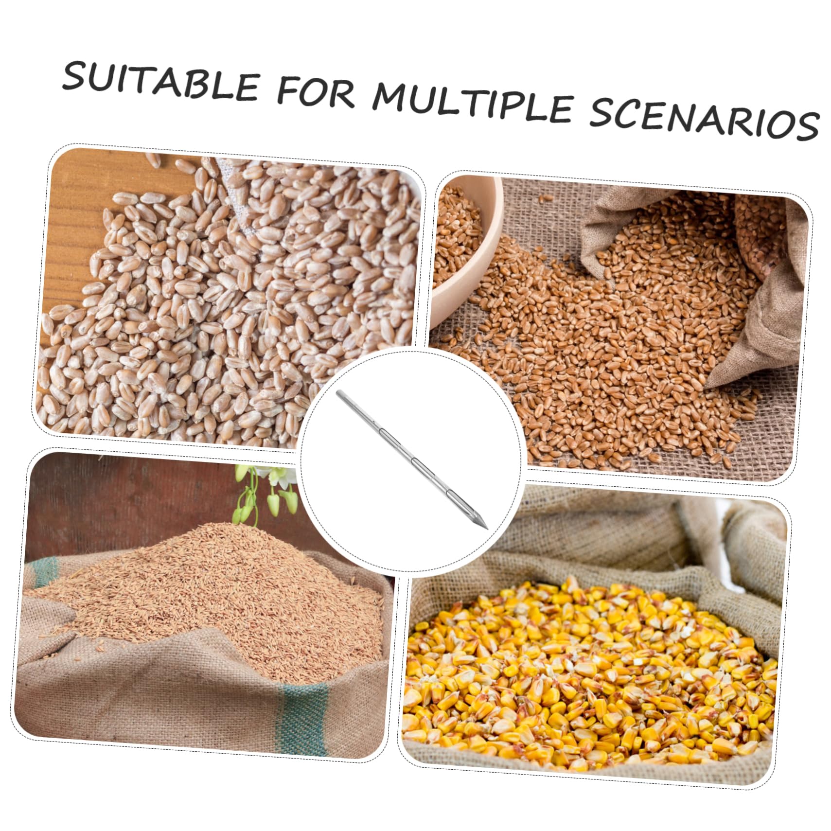 BESPORTBLE Dechado Lanza De Muestreo Muestra De Maíz Muestreador De Sonda De Grano Muestreador De Ranuras De Granos Probador De Suelo Cereal Fertilizante Mango Recto Acero Inoxidable