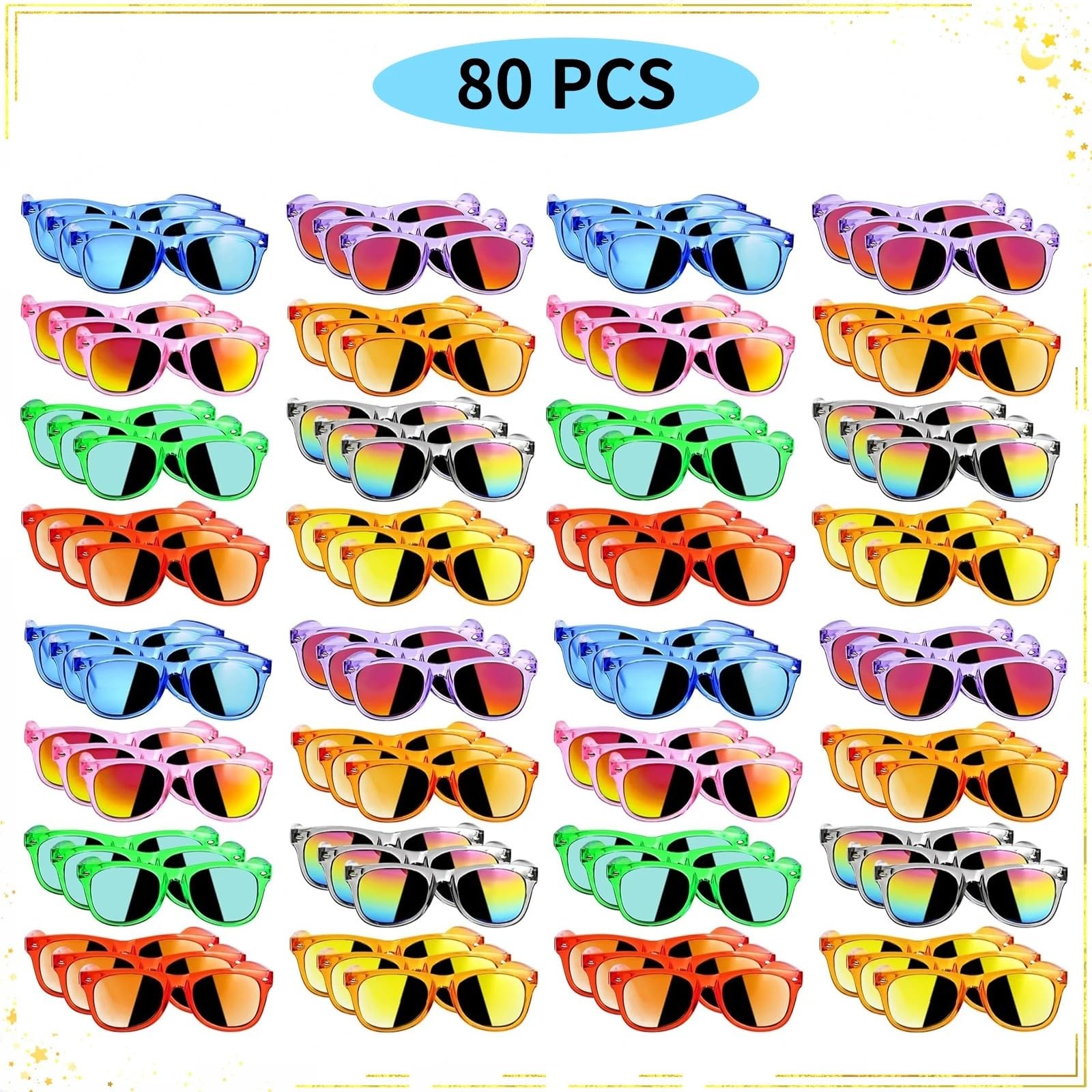 Gafas Fiesta 16-120pcs Sunglasses Birthday Party Favors Glasses UV Protection Sun Glass Gift Summer Pool(80PCS)
