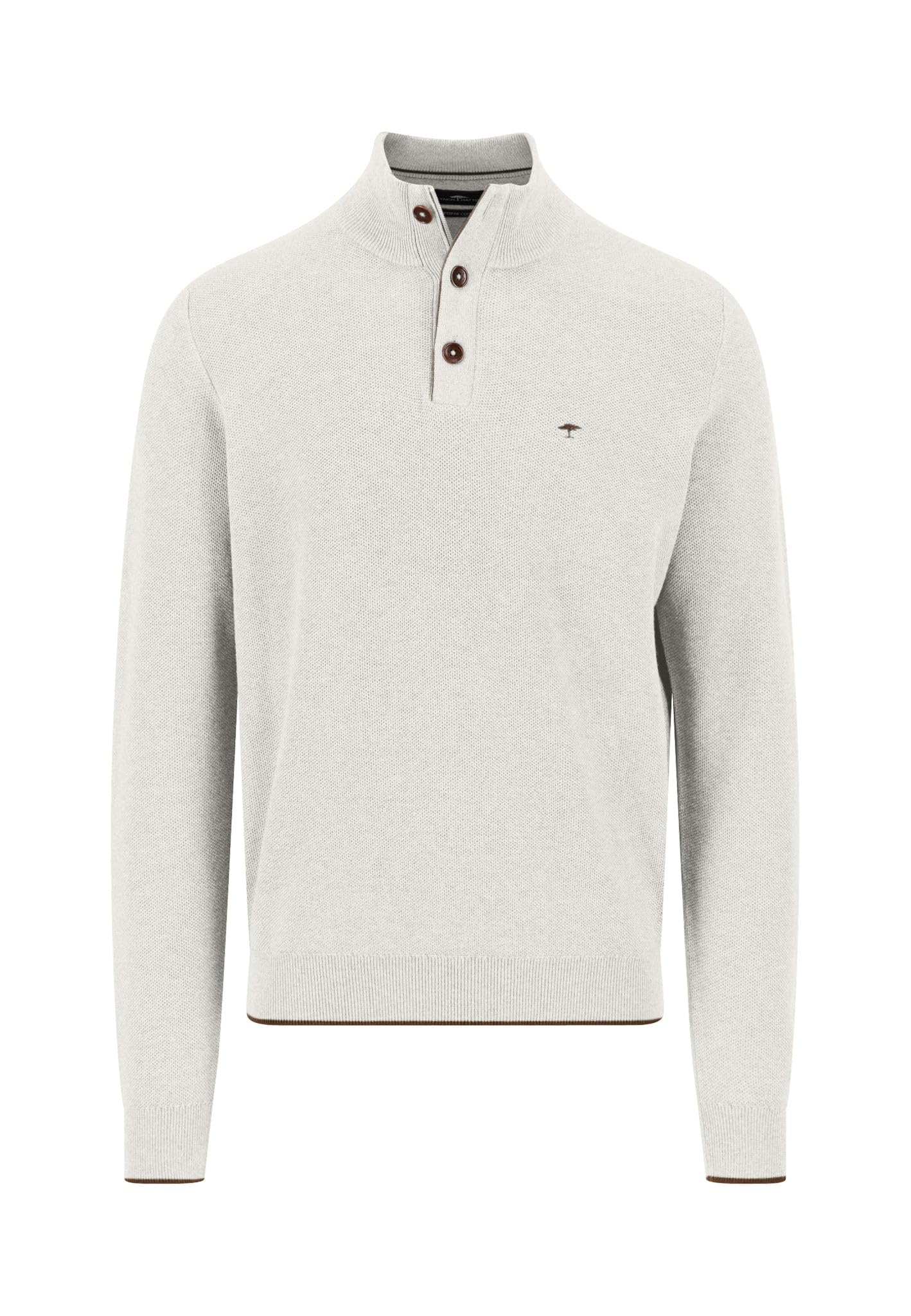 FYNCH-HATTON Pullover aus Baumwolle mit Knopfleiste und Stehkragen