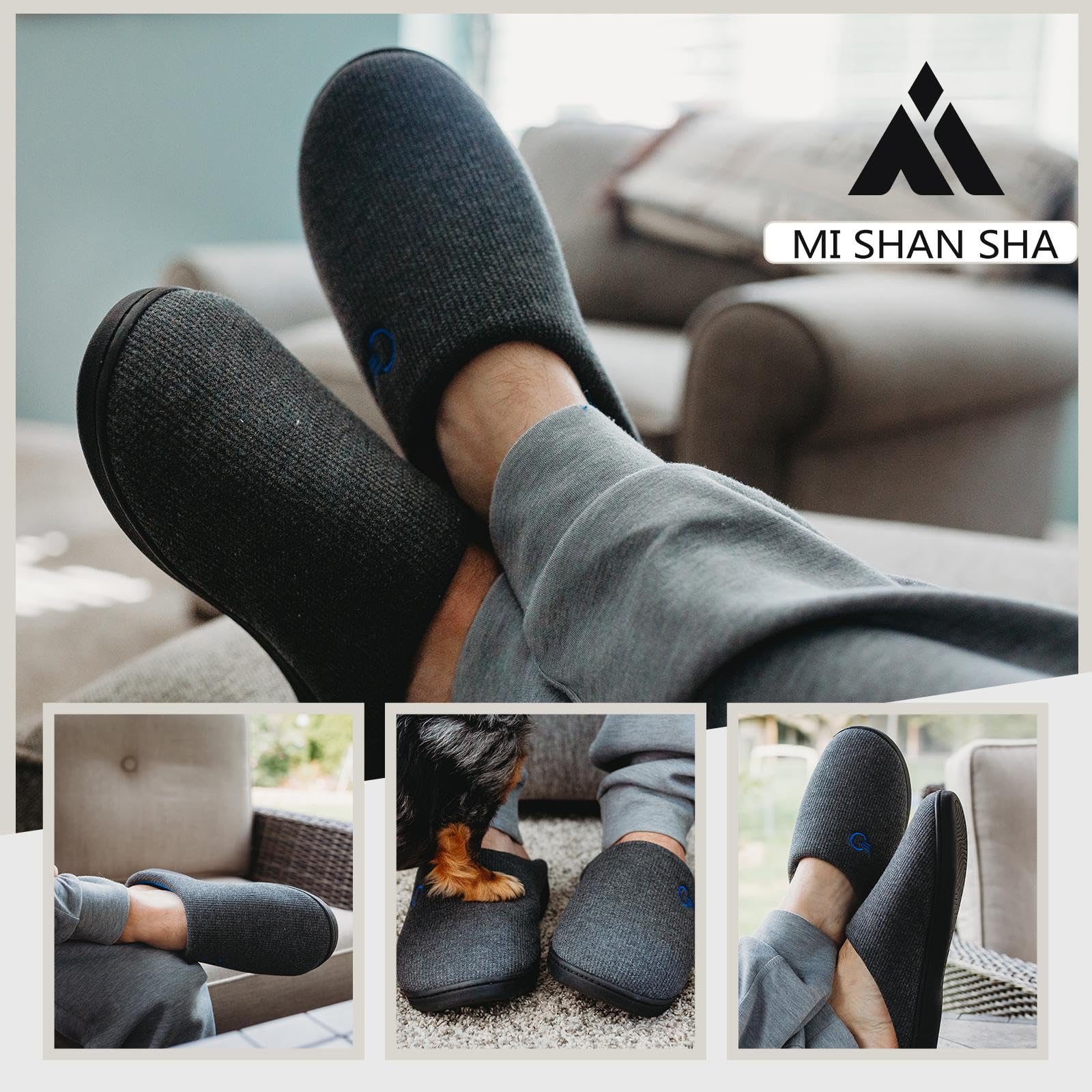 Mishansha Unisex Pantofole Donna Uomo Memory Foam Caldo Comode Antiscivolo Inverno Home Scarpe,36-47