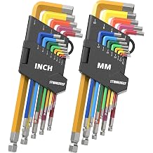 STONE REEF 26-Piece Allen Key Set 13 Metric & 13 SAE Hex Keys with Ball End Durable Chrome Vanadium Steel Long Arm L-Shaped Hex Wrench Set for Furniture, Bikes, and Machinery