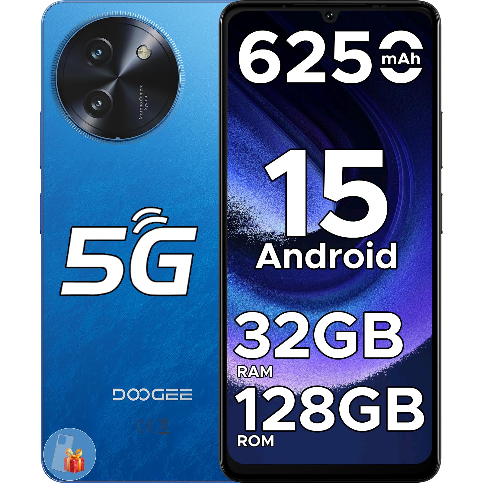 DOOGEE Note 59 Unlocked Phones 5G,Android 15 Phone,32GB+128GB/2TB Expand Android Phone with 6.75" HD+120Hz,5G Dual SIM,6250mAh Battery Gaming Phone,16MP+8MP,Octa Core/Widevine L1/ GPS/NFC/Face Unlock