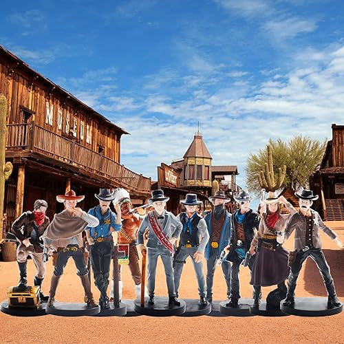 Miniatura 6 de Rileryan Figura de vaquero de 4.5 pulgadas, estatua coleccionable con tema de Old West Town