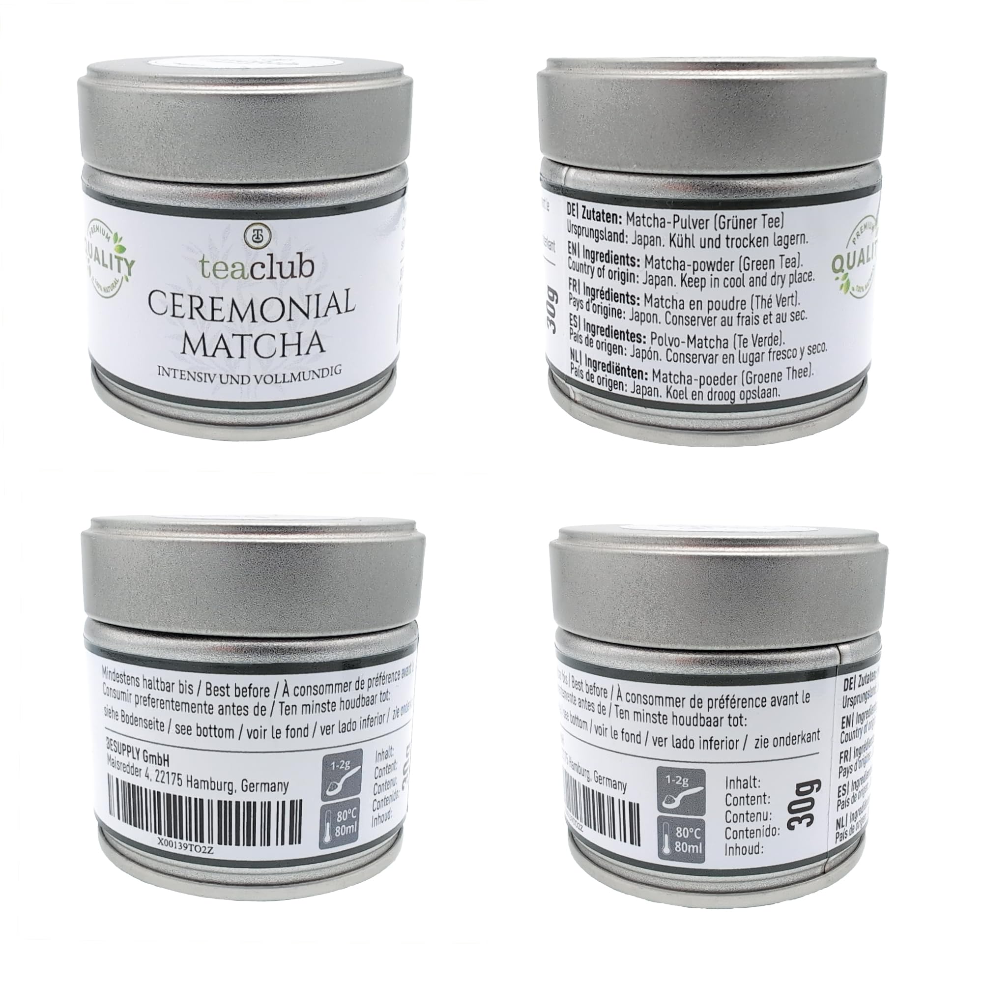 TeaClub Matcha Japońska jakość ceremonialna 30g - First Flush | Matcha klasy ceremonialnej, cieniowane liście tencha First Flush, szlifowanie szlifierskie, do ceremonii parzenia herbaty