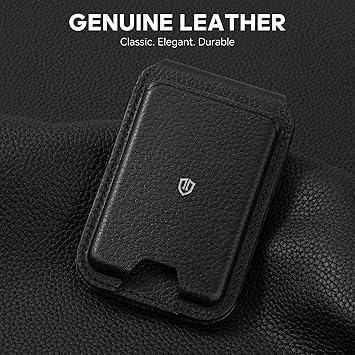 SHIELDON Strong Magnetic Wallet Stand for MagSafe, Genuine Leather, 6 Card Holders, Angle Adjustment, Compatible with iPhone 17 Pro/Max/Air, 16/15/14/13/12 Series & Magnetic Case - Pebbled Black