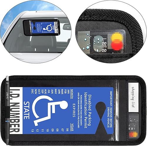 lofrcin Soporte para placa de discapacitados para automóvil, 1 soporte para visera negra, soporte para carteles para discapacitados con soporte para