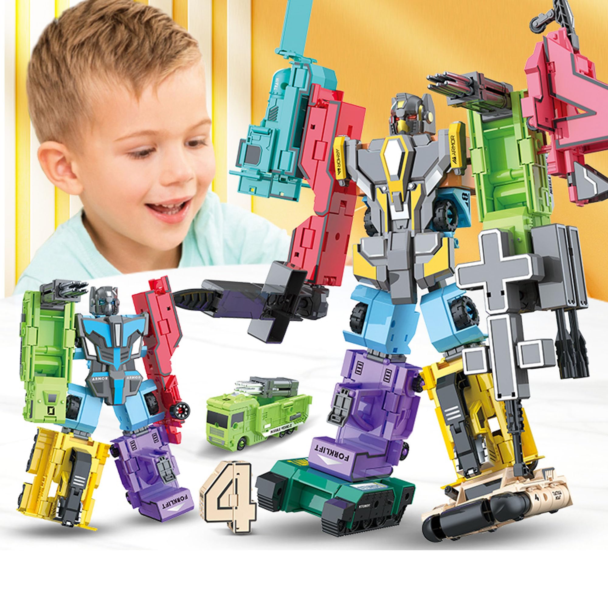 Numero Robot Trasformabile, Giocattoli Trasformabili per Regalo di Compleanno, Giocattoli Intellettuali per Bambini, Regali, Educativi Robot 3-6 Anni Bambini che (type 1（0-9）)