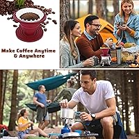 Vista 7 de Larrel Cafetera portátil para verter sobre café, plegable, reutilizable, para verter sobre cafés, viajes, camping, cafeteras, filtro de silicona