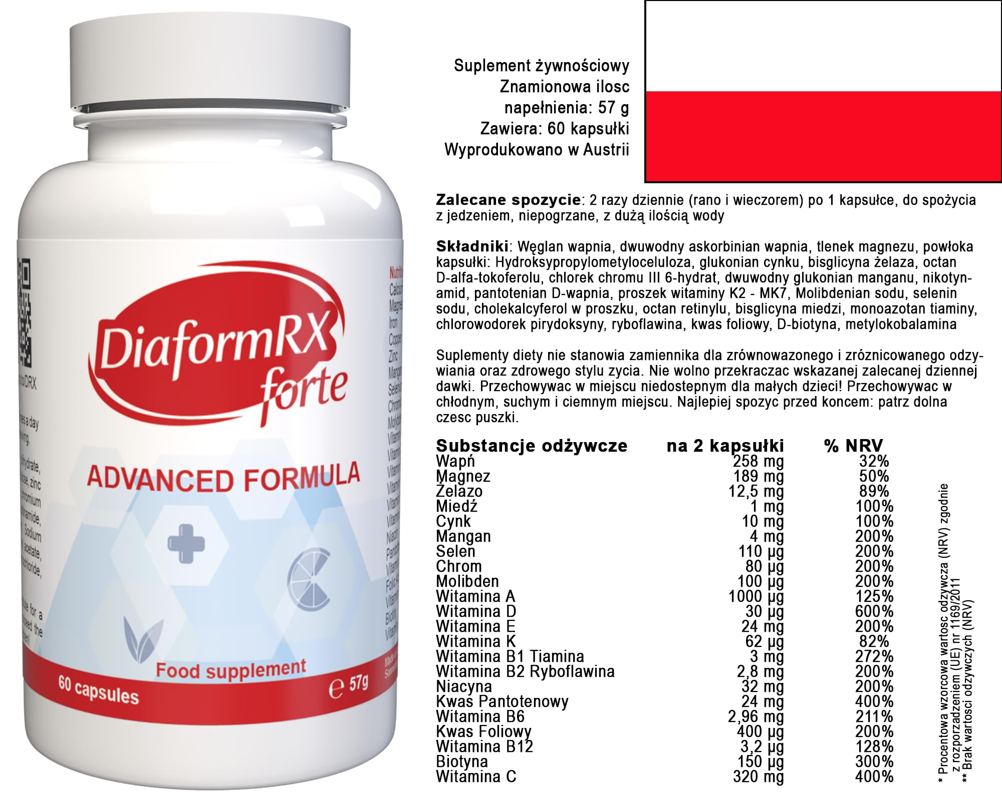 Diaform RX Forte – 180 capsule (3 x 60 capsule), confezione da 3