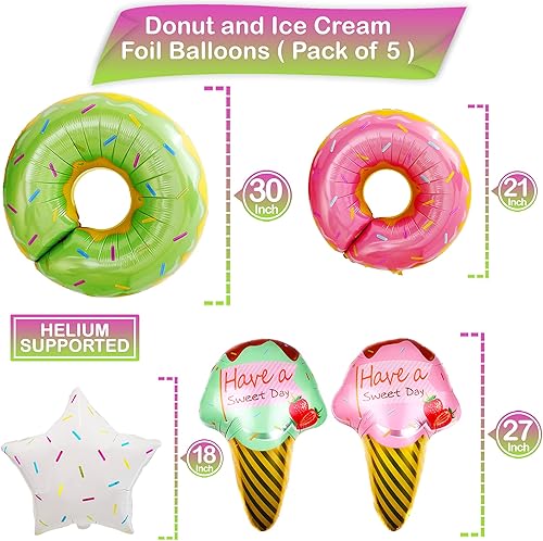 Miniatura 5 de KatchOn Juego de globos gigantes de palomitas de maíz y helado, 11 unidades, 30 x 18 y 27 x 18 pulgadas, verde, rosa, azul, noche de cine y