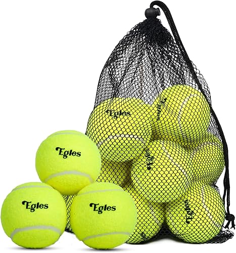 Egles Paquete de 122060 pelotas de tenis para entrenamiento y perros, pelota de tenis de práctica de alta elasticidad con bolsa de malla para