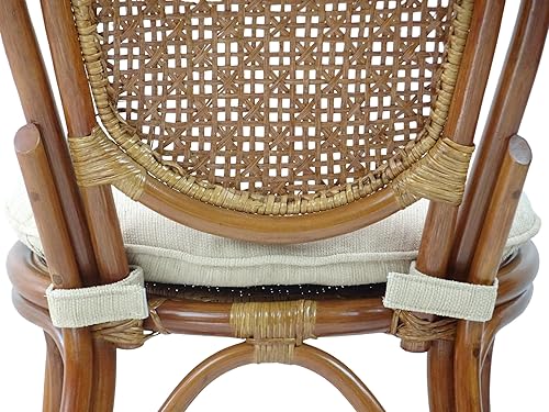 Miniatura 5 de Juego de 4 sillas auxiliares de mimbre hechas a mano con cojines color crema de ratán natural colonial