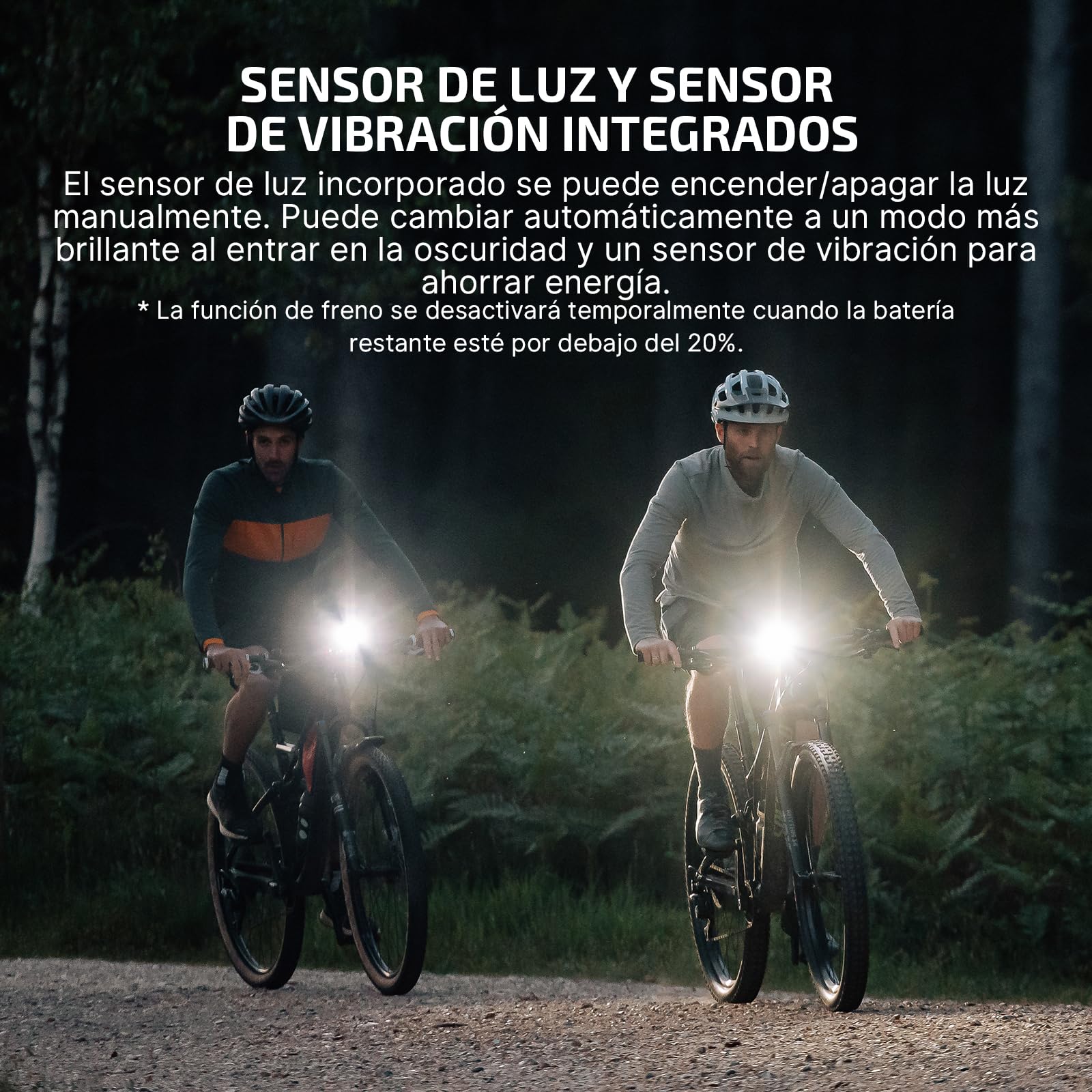 OLIGHT RN 2000 Faro de Bicicleta con Control Remoto Inalámbrico 2000 lúmenes 170 Metros IPX6 Luz del Casco Tipo C Sensor de Choque Carga/Descarga Negro