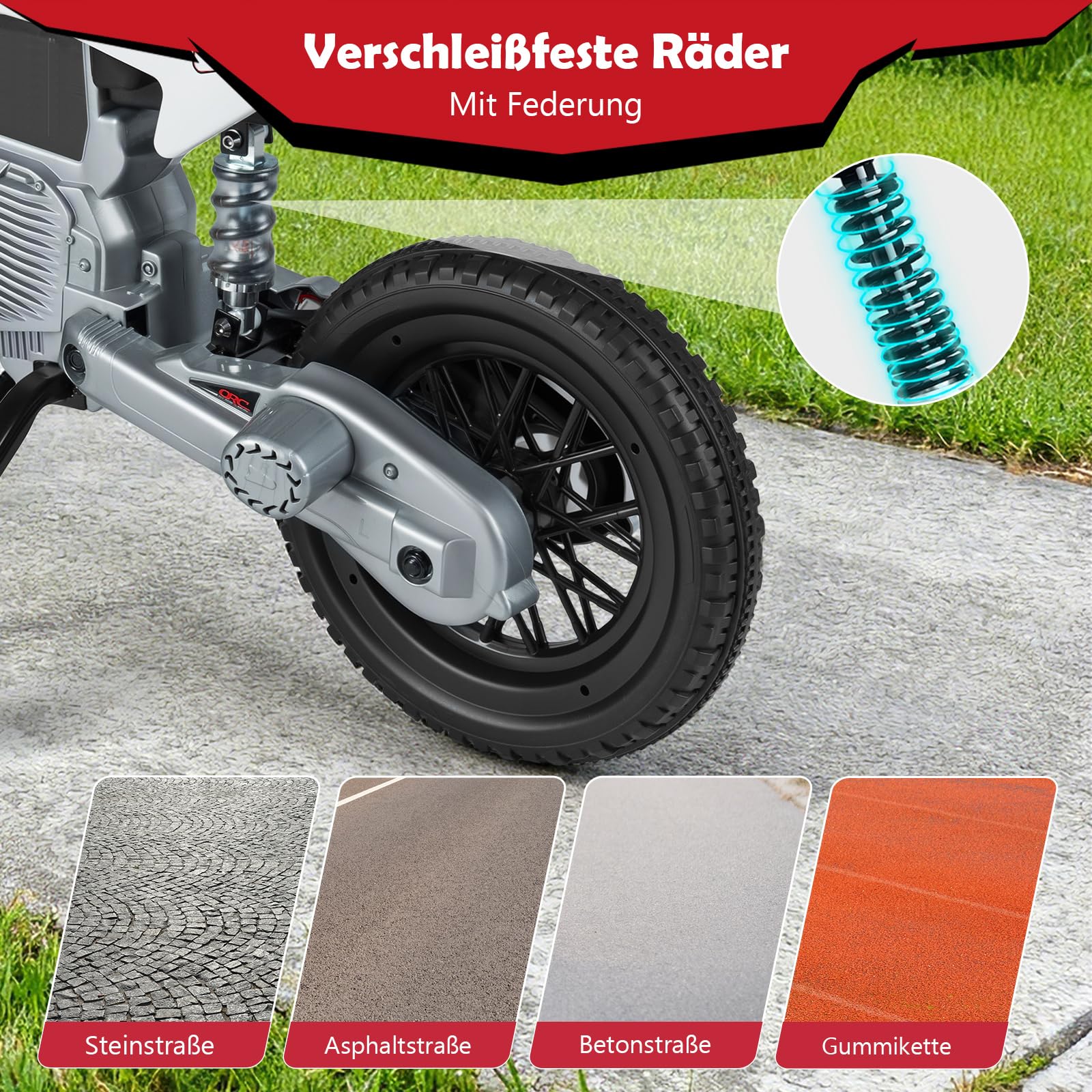COSTWAY 12V Kinder Motorrad elektrisch, Eletromotorrad mit Fußpedalen & abnehmbaren Stützrädern, Kindermotorrad mit Musik, 3-5 km/h, Motorrad Eletro für Jungen & Mädchen ab 3 Jahre (Rot)