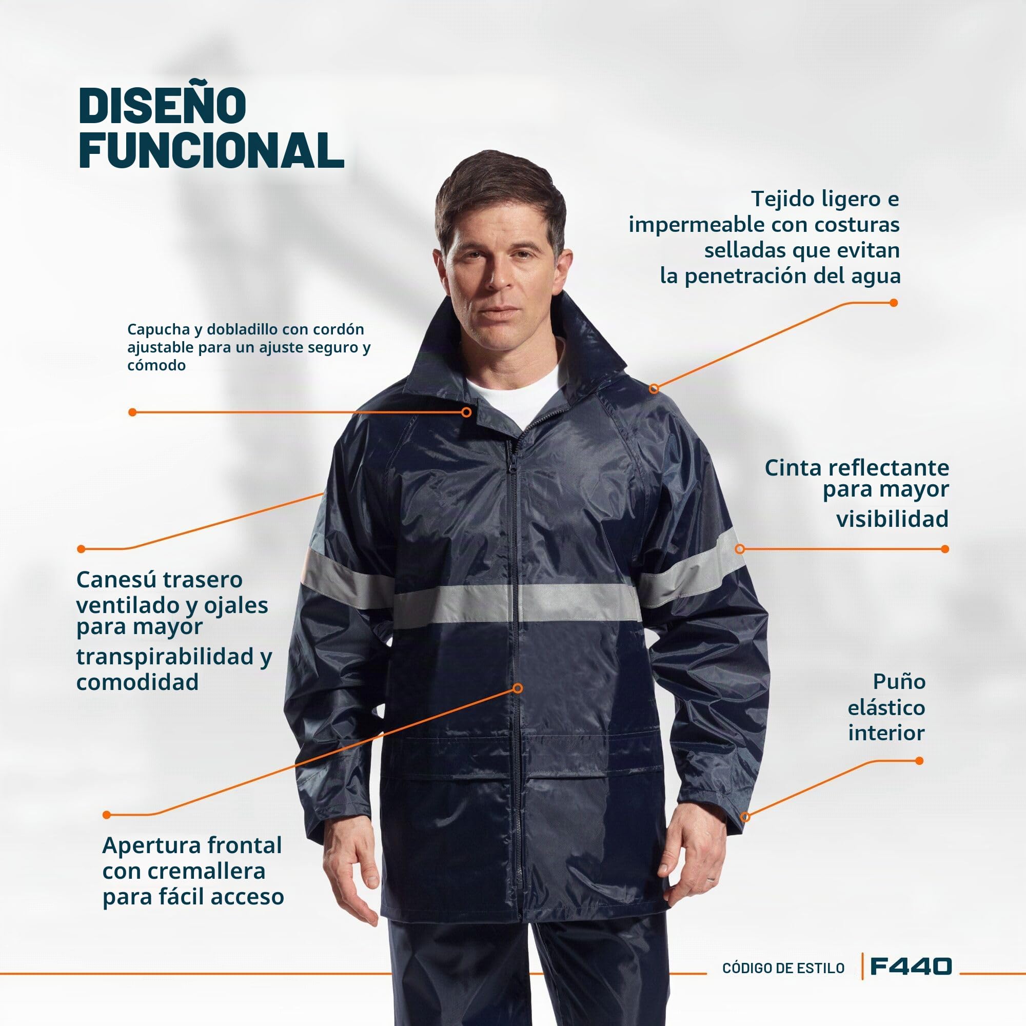 Portwest Chubasquero Iona Classic, Tamaño: XL, Color: Negro, F440BKRXL