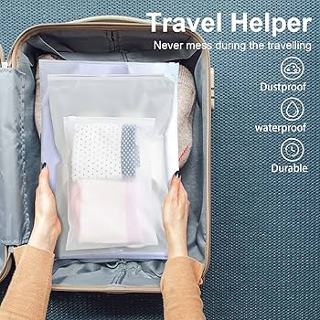 20 Buste Per Viaggio Impermeabili Con Zip - Trasparenti 25x17 Cm - Per Vestiti, Cosmetici, Intimo - Foto 2