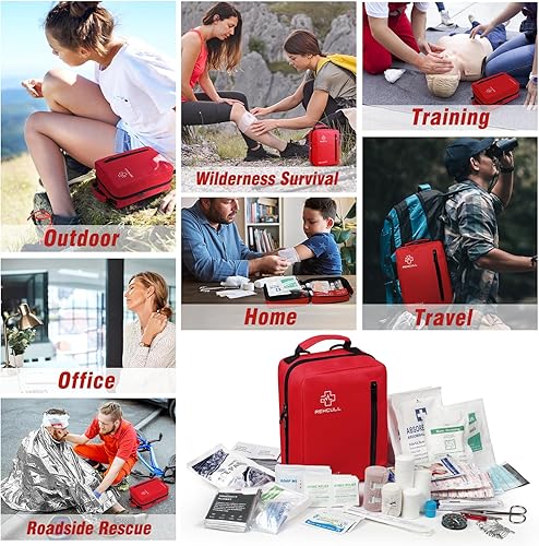 Miniatura 6 de Kit de primeros auxilios para el hogar, 410 piezas de alta calidad bien organizados, kits médicos grandes de supervivencia para viajes, camping,